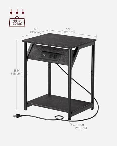 VASAGLE End Table with Charging Station, Set of 2, Small Side Tables - Image 3
