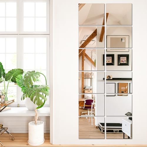 TRAHOME Home Gym Mirror Tiles for Wall, 14"x12"x12PCS Full Length Mirror - Image 5