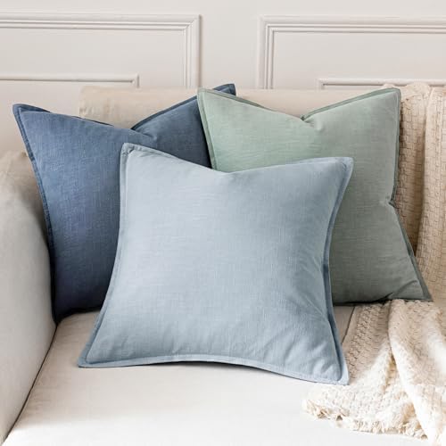 MIULEE Decorative Linen Euro Sham Pillow Covers 26x26 Inch Blue Ashes - Image 5