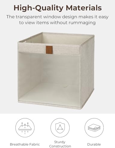 StorageWorks 13x13 Storage Cubes with Clear Window, Brown and Beige, 3-Pack - Image 3