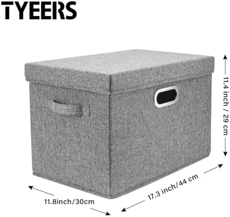 TYEERS Large Collapsible Storage Bins with Lids, Organization Bins for Closet Storage, Clothes Storage, Folding Storage Box with Lids for Home Office Storage - 2 Pack - Gray - Image 2