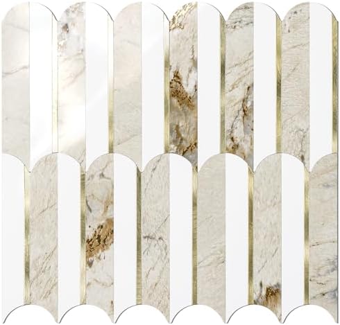 Vamos Tile Peel and Stick Backsplash, Fish Scale, Glossy, 10 pcs by VamosTile