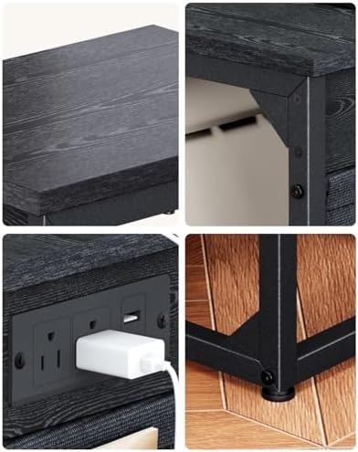 C-Shaped End Table with Fast-Charging Station, Small Couch Side Table with Storage Bag, Sofa TV Tray Table for Living Room, Bedroom, Bedside ET-BK-1 - Image 7