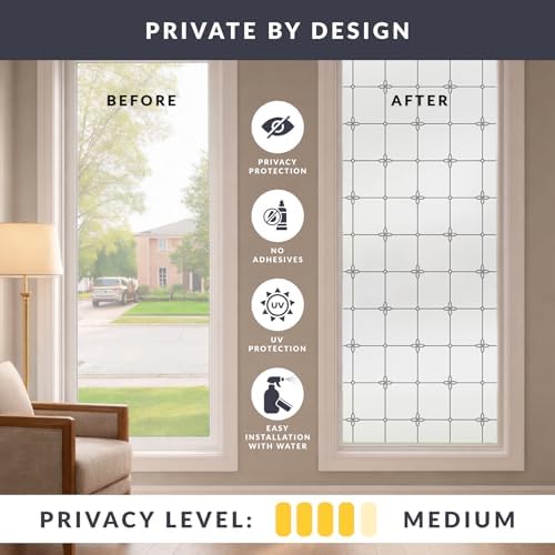 Victoria Window Privacy Film by Artscape - Textured Leaded Glass Design, Static Cling, Allows Natural Light in, UV Protection, Non-Adhesive Water-Applied Installation, Made in USA - 36 x 72 Inch - Image 3