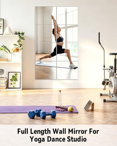 Home Gym Mirrors 12 Inch x 12Pcs Full Length Mirror Tiles Acrylic Unbreakable Wall Mounted Mirror Frameless Full Length for Home Gym, Bedroom, Door - Image 3