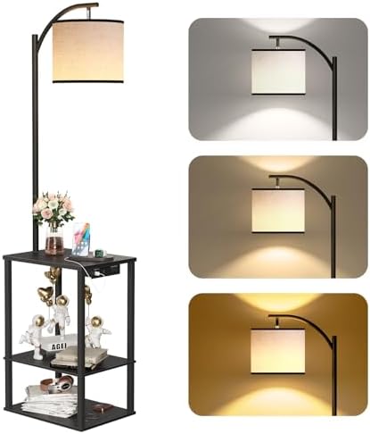 SUNMORY Floor Lamp with Table Shelves, End Side Table for Living Room by SUNMORY