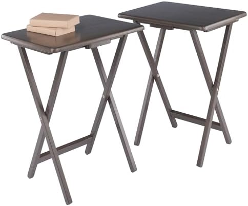 Winsome Alex Set of 2 Foldable Snack Tables, Oyster Gray - Image 3