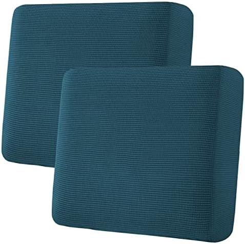H.VERSAILTEX Super Stretch Individual Seat Covers - Sofa & Couch Cushion Slipcover Sets (Thick Jacquard Textured Twill Fabric, Deep Teal) - 2 Piece Large by HVERSAILTEX
