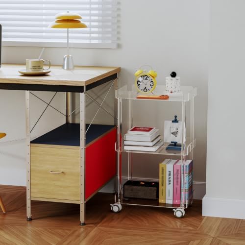 AQUIVER Acrylic 3 Tier Rolling Storage Cart - Small Utility Cart Organizer - Image 4