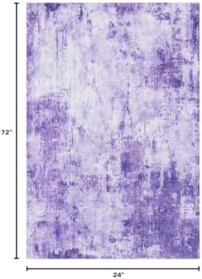 RELEANY Washable Runner 2'x6' Abstract Area Rug for Hallway Purple - Image 2