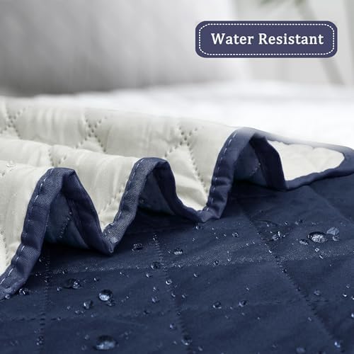Easy-Going Reversible Couch Cover, Chair 30 in, Navy/Ivory - Image 4