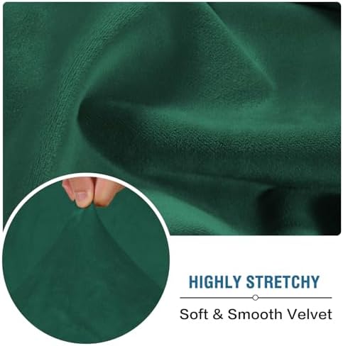 H.VERSAILTEX Velvet Stretch Couch Cushion Cover Plush Cushion Slipcover Cushion Furniture Protector Seat Cushion Sofa Cover (3 Piece XL Sofa Cushion Covers, Vintage Green) - Image 5