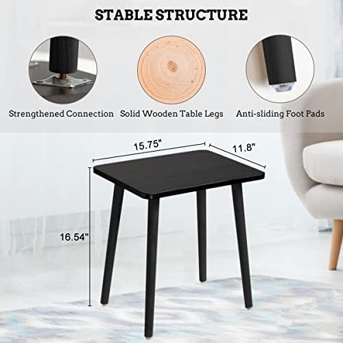 FORAOFUR Black End Tables Set of 2, Modern Boho End Table for Living Room Bedroom, Small Side Table for Small Spaces with Stable Structure, Easy Assembly | 2 Pack Minimalist black finish, wood legs, fits sofa/bedroom/living, compact, lightweight, easy ... - Image 3