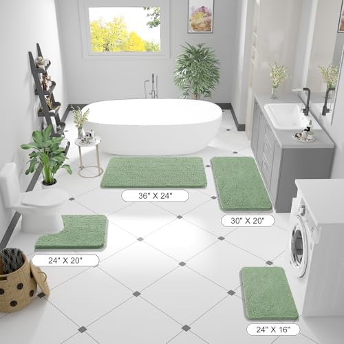 OLANLY Bathroom Runner Rugs 47x17, Extra Soft Absorbent Chenille Bath Rugs - Image 2
