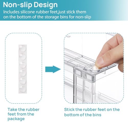 Vtopmart Clear Stackable Storage Drawers, 6 Pack Wide Tall Set - Image 6