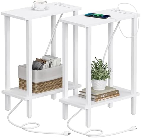 TUTOTAK Narrow Side Table Set of 2, Small End Table with Charging Station by ChoosetutotakFurnitureBuildYourCozyHome