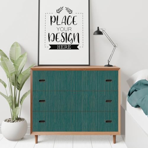 Teal Grasscloth Peel and Stick Wallpaper Texture Contact Paper 15.7" X 120" Self-Adhesive Faux Grasscloth Removable Wallpaper Cabinets Counter Top Liners - Image 4
