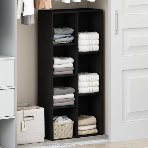 Furinno Reed Closet Organizers and Storage, 7-Cube Closet Organizer, Open Shelf Closet Storage, for Wardrobe, Bedroom, Living Room, Blackwood by Furinno-FitsYourSpaceFitsYourBudget