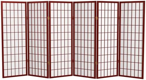 4 ft. Short Window Pane Shoji Screen - Rosewood - 6 Panels by RedLantern