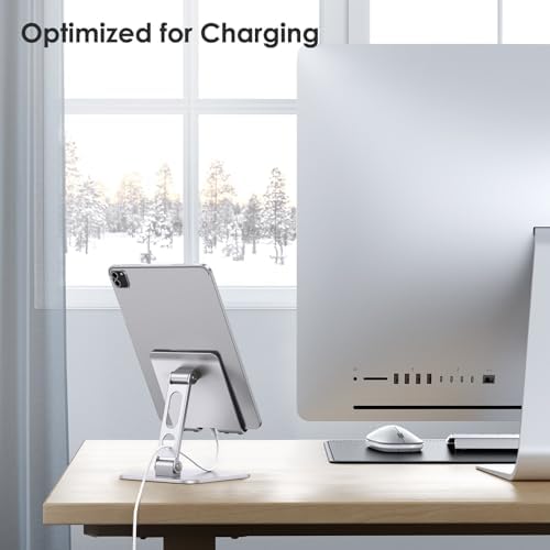 OMOTON T5 Foldable Tablet Stand, Heavy Adjustable Holder for iPad, Silver - Image 5