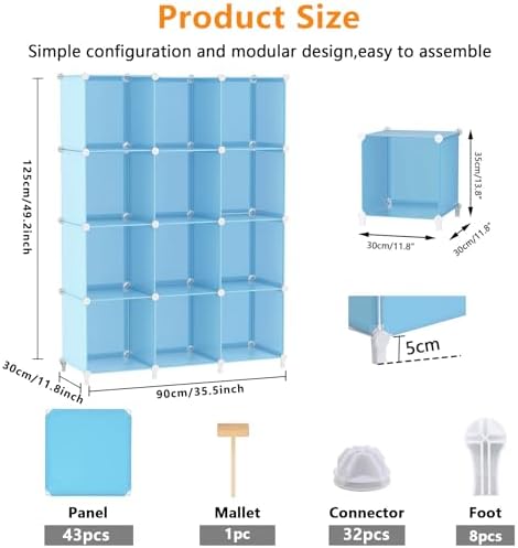 AWTATOS 12 Cube Storage Organizer, Closet Organizers Storage Shelves, Blue - Image 3