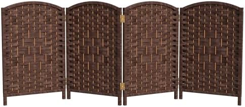 Red Lantern 2 ft. Short Diamond Weave Fiber Folding Screen - Dark Mocha - 4 Panel by RedLantern