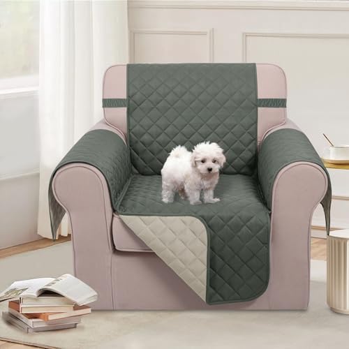 U-NICE HOME Reversible Oversized 28''Chair Covers, Grey/Beige - Image 2