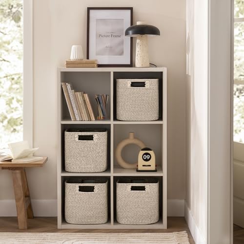 UBBCARE Storage Cubes 11 Inch, Cotton Rope Woven Baskets for Organizing, Cube Storage Bin for Baby Nursery, 4-Pack Square Storage Baskets for Shleves Organizer, Closet, Kidsroom, All Browm - Image 3