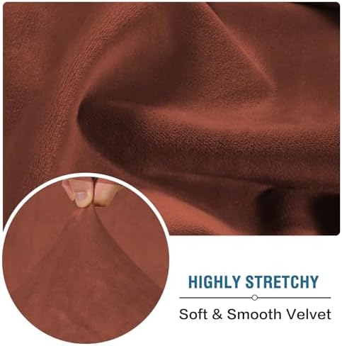 H.VERSAILTEX Velvet Stretch Couch Cushion Cover Plush Cushion Slipcover for Chair Cushion Furniture Protector Seat Cushion Sofa Cover(1 Piece Armchair Cushion Cover, Rust) - Image 5