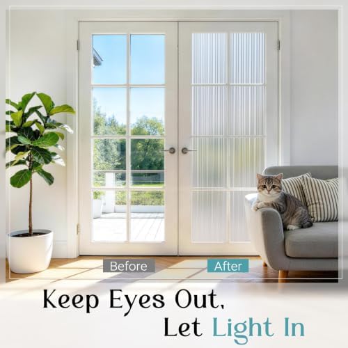 Haton Reeded Window Privacy Film, Frosted Glass Window Film, 17.5" x 157.4" - Image 3