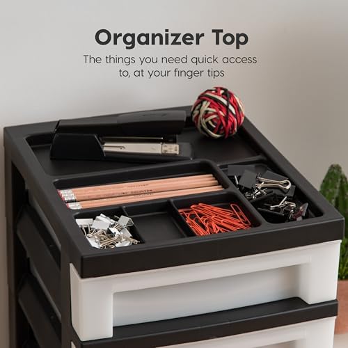 IRIS USA 7-Drawer Rolling Storage Cart, Black/Pearl - Image 6