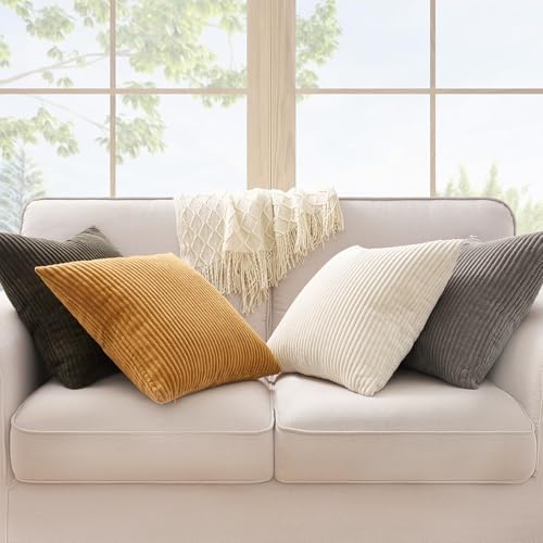 Topfinel Decorative Brown Throw Pillow Covers Cushion Cases, Set of 4 Soft Velvet Modern Double-Sided Designs, Rustic Home Decor, Pillow Inserts Not Included (16x16 inch) - Image 4