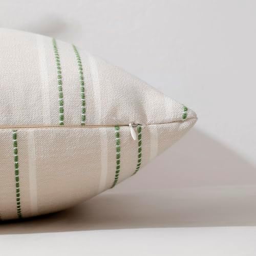 Hckot Striped Throw Pillow Covers 16x16 Set of 2 Grass Green Pillow Covers - Image 3