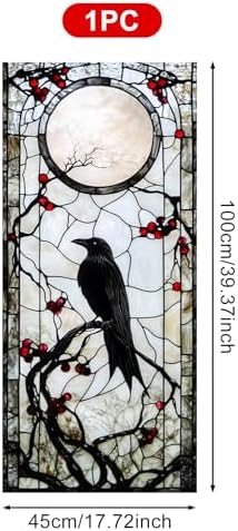 HOMETITUTE Gothic Raven Moon Privacy Window Film Cling 17.7x39.3 PVC - Image 3