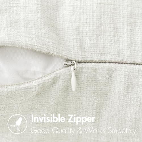MIULEE Soft Chenille Lumbar Throw Pillow Covers White 12x20 Inch Pack of 2 - Image 3