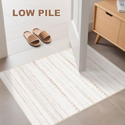 Nakagishi Boho 2x3 Washable Area Rug Non Slip Carpet for Entryway Beige - Image 6
