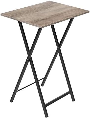 HOOBRO Folding TV Table, TV Tray, Stable Snack Table for Small Space, Portable Sofaside Desk, Easy Assembly and Storage, Ideal for Snacks and Meals in Living Room, Greige and Black BG15BZ01 by HOOBRO