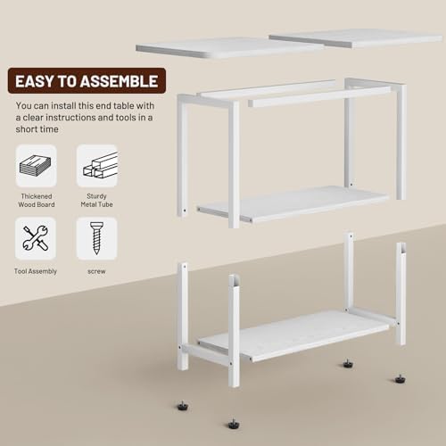 SLEEPING LAMB Side Table for Living Room, 3-Tier End Table for Small Space with Wide Storage Tabletop, Elegant White Narrow Nightstand for Bedroom, Sofa Couch - Image 6
