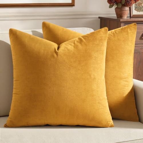 MIULEE Velvet Throw Pillow Covers 18x18 Inch Pack of 2 Gold by MIULEE