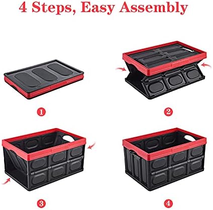 GUOZI 30 Liter Collapsible Storage Bin with Lid, Durable Plastic Folding Storage Crate, Stackable Storage Box Organizer Container for Keepsake Toy Photos Office Nursery Wardrobe Bookshelf etc. - Image 6