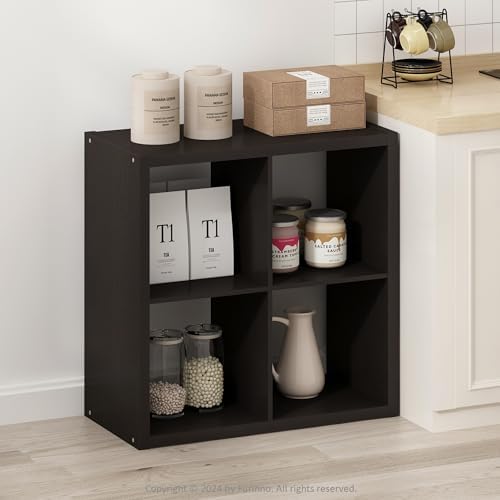 Furinno HERMITE 4-Cube Kitchen Island, Extra Thick Coffee Bar, Dark Oak - Image 2