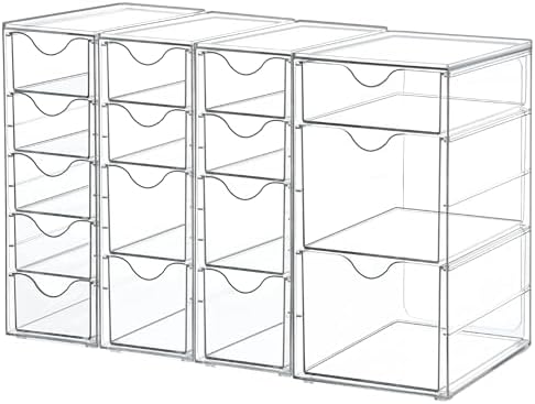 Vtopmart 4 Set Acrylic Desk Organizer with 16 Drawers for Office, Makeup by Vtopmart