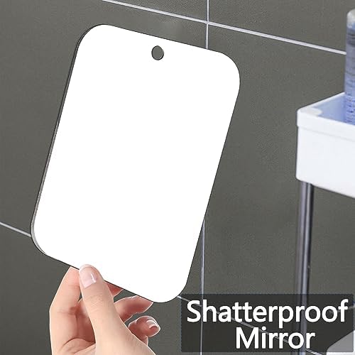 Shatterproof Shower Mirror Fogless for Shaving,(Larger 11x8 Inch) Anti Fog Shaving Mirror Holder NO-Drilling, No Fog Free Waterproof,Small Wall Mounted Bathroom Accessories Camping Hanging Men - Image 5