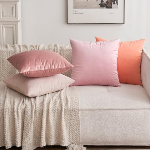MIULEE Velvet Throw Pillow Covers 20x20 Inch Pack of 2 Bright Pink - Image 5