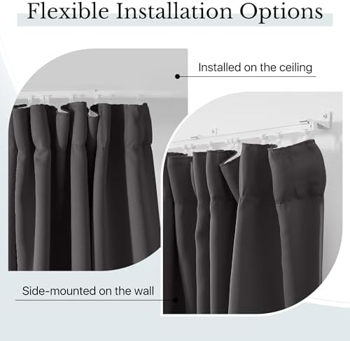 RYB HOME Room Divider Curtain, Flexible Silent Ceiling Track Wall Mount - Image 5