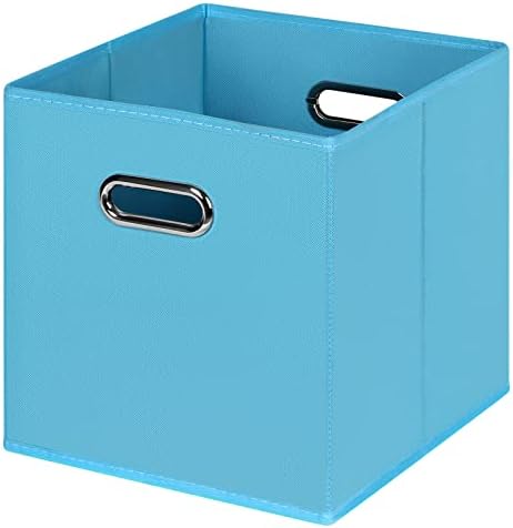 Black Foldable Storage Cubes Bins , Fabric Storage Box Cubes Organizer Baskets with Dual Handles for Home Organizer(Blue) by HEAYEEG