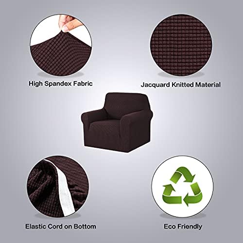 H.VERSAILTEX Armchair Cover High Stretch Sofa Slipcover 1 Piece Couch Covers for Sofa Durable Spandex Fabric Non Skid Machine Washable(Armchair 31"-40", Chocolate) - Image 4