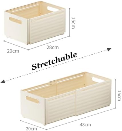 Foldable Storage Bins, 2 Pack Plastic Expandable Boxes for Organizing, Adjustable from 11-18.8" Drawer Organizers Separators Dividers for Bedroom Kitchen Utensils Tools Closet, Large - Image 7