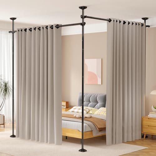 SUNALLY Room Divider for Separation 28-114in(W) Privacy Wall Divider, Black by SUNALLY