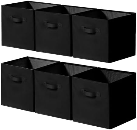 Cupic Cupid 6-Pack 11x11 Cube Storage Organizer, Collapsible Bins, Black by CupicCupid